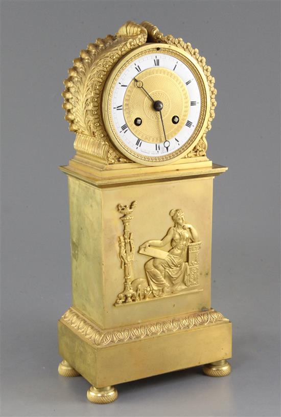 A French Restauration ormolu mantel clock by Sironval, Palais Royal, No. 142 14in.